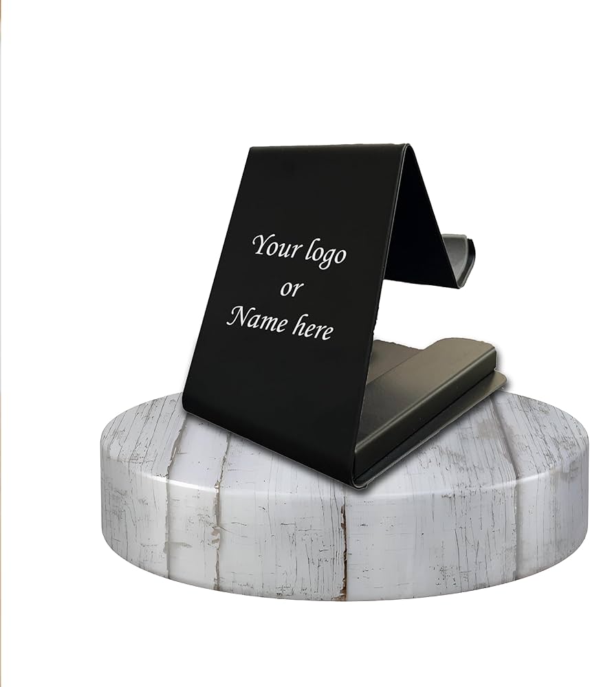 Personalised Mobile Stand – Custom Name Engraved Wooden Phone Holder for Desk